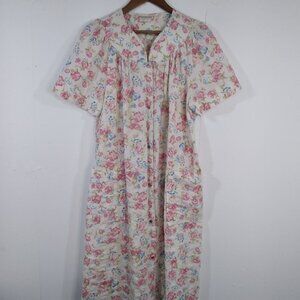 SimplyBasic Vintage 80s  Women Floral Quilted V-Neck‎ Nightgown Medium